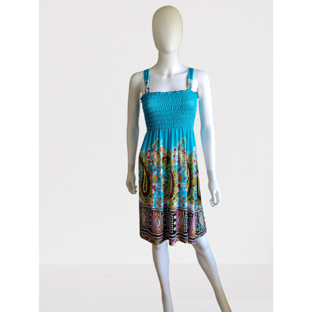 Eros Women's Blue Knee-Length Fit & Flare Paisley Sun Dress, Size: S/M, New